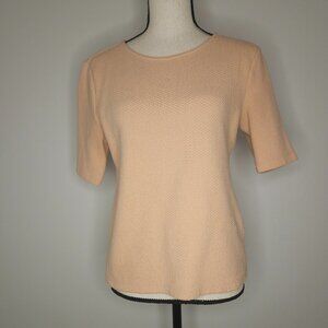 EUC Ann Taylor Peach Textured Short Sleeve Top